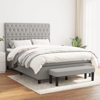 vidaXL Vidaxl - Cama Box Spring Con Colch&oacute;n Tela Gris Claro 140x190 Cm