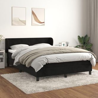 vidaXL Cama Box Spring Con Colch&oacute;n Terciopelo Negro 140x190 Cm Vidaxl