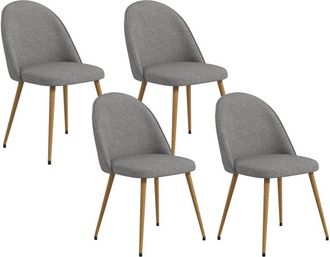 HOMCOM Homcom - Conjunto De 4 Sillas De Comedor Sillas De Cocina Tapizadas De Tela De Lino Con Patas De Acero Estilo Moderno Para Sal&oacute;n Carga 120 Kg 50x52x83