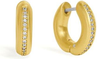 Dean Davidson Colette Pavé Huggie Hoop Earrings in White Topaz/Gold at Nordstrom