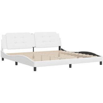 vidaXL Vidaxl - Estructura De Cama Sin Colch&oacute;n Cuero Sint&eacute;tico Blanco 200x200cm