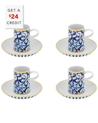 Vista Alegre Transatlantica Coffee Cup & Saucers (Set Of 4) With $24 Credit