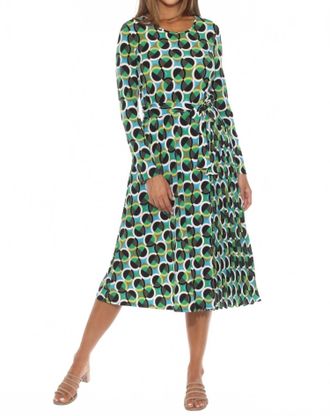 Joseph Ribkoff Womens Geometric Print Belted Midi Dress In Vanilla/multi