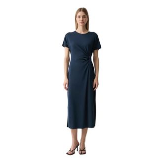 Mos Mosh Juliette Midi Jurk - Dames - Casual kleedjes - Blauw - XS - Polyester - Kleedjes