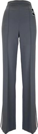 Elisabetta Franchi Zipper Hook Broek - Dames - Wijde Broeken - Grijs - L - Polyester - Broeken