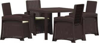 vidaXL Conjunto De Comedor De Jard&iacute;n 5 Uds. Marr&oacute;n Y Crema Pp Vidaxl
