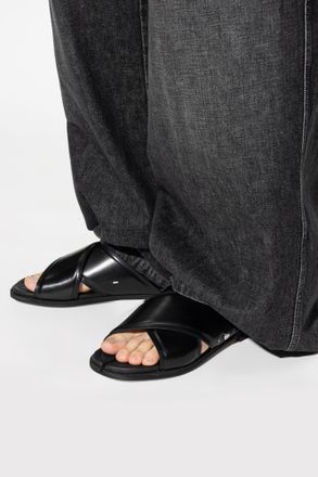 Maison Margiela Leather Slides, Mens, Black