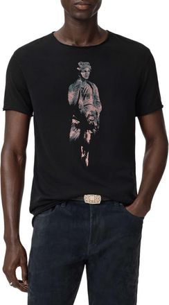 John Varvatos Sculpture Raw Edge Cotton Graphic T-Shirt in Black at Nordstrom, Size Xx-Large