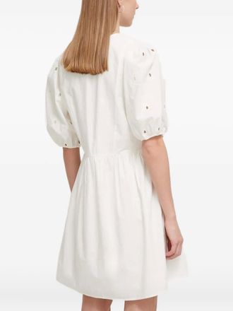Desigual eyelet puff-sleeve mini dress - women - Cotton - M - White