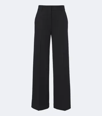 Max Mara Wool and cotton-blend jersey wide-leg pants