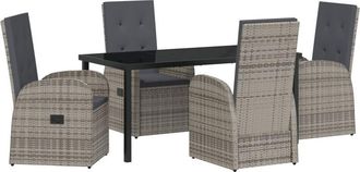 vidaXL Garden Dining Set with Cushion 5 pcs Grey Poly Rattan vidaXL