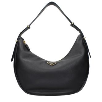 Prada Damess Arqu&eacute; Leren Schoudertas Zwart
