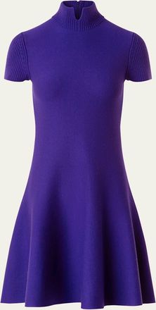 Akris Short-Sleeve Milano Knit Fit-And-Flare Mini Dress