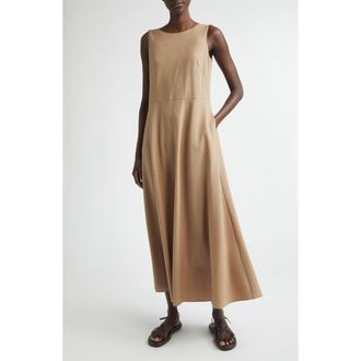 Lafayette 148 New York Sleeveless Tropical Wool Blend Midi Dress in Brownstone at Nordstrom, Size 16