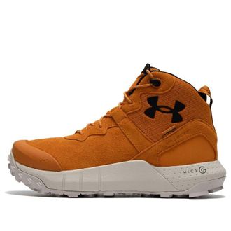 Under Armour Mens UA Micro G Valsetz Trek Mid Leather Waterproof Tactical Boots Honey Orange 3025577-800