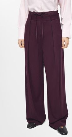 Mango Double Waist High Rise Straight Leg Pants in Maroon at Nordstrom, Size 10