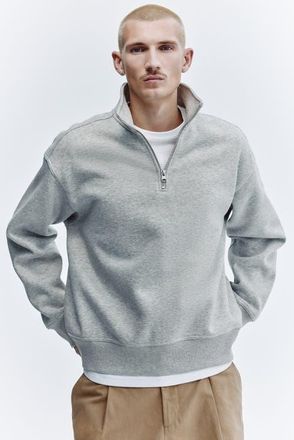 H&M Loose Fit Zip-top Sweatshirt in Gray Melange at Nordstrom, Size Xx-Large