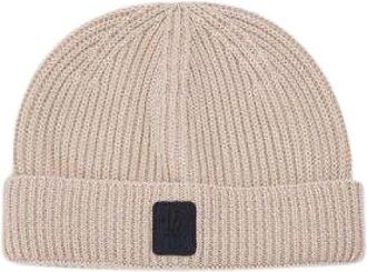 Neil Barrett Cashmere Fisherman Beanie met Bolt Badge - Heren - Hoeden - Beige - ONE Size - Accessoires