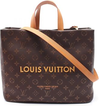 Louis Vuitton Brown Leather Monogram Tote Bag (Pre-Owned)