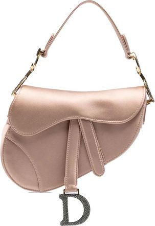 Dior Borsa a tracolla Saddle mini in raso con cristalli 2005 - Rosa