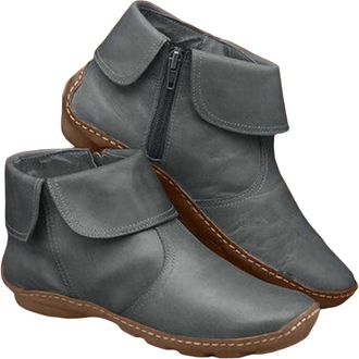 Generic Ankle Boots for Women UK Leather Chelsea Boots Waterproof Flat Wide Fit Shoes Ladies Low Heel Short Boot Comfortable Classic Side Zipper Non Slip Eleg