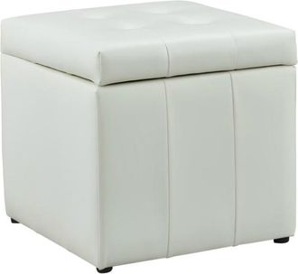 VENTE-UNIQUE.COM Puf piel sint&eacute;tica blanco