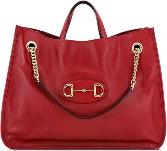Gucci Horsebit 1955 Chain Leather Large tote bag - Rood