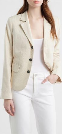 Frame Denim The Striped Smart Blazer in Ecru Multi at Nordstrom, Size 12