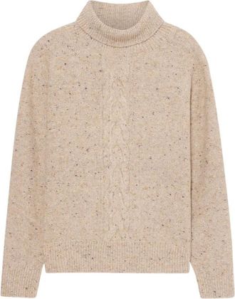 Brooks Brothers Donegal Wool Blend Turtleneck - Dames - Coltruien - Beige - XS - Wol - Truien & Vesten