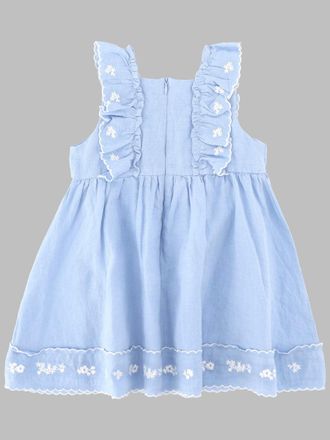 Tartine Et Chocolat Linen Blend with Ruffled Straps Dress - Blue