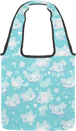 Generic Colorful Cartoon Kitten Reversible Canvas Shoulder Tote - Double-Sided Print, 12oz Cotton, 27cm Drop, Fold-Flat Bag for Travel, Shopping, Street Outin