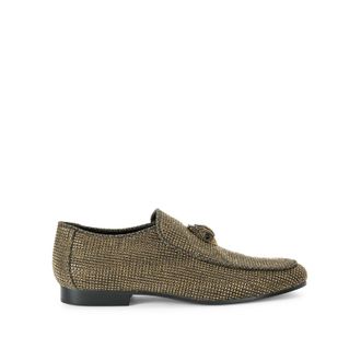 Kurt Geiger Mens Hugh Eagle Herringbone Loafers - Brown Fabric - Size UK 6