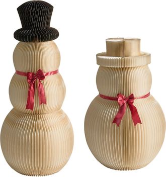 Beliani Set Di 2 Statuine Natalizie In Carta A Nido DApe Pupazzo Di Neve Beige Klaralven