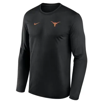 Nike Texas Sideline Legend Small Logo Nike Mens Dri-FIT College Long-Sleeve T-Shirt in Black | 02TJ00ATXE-HE3