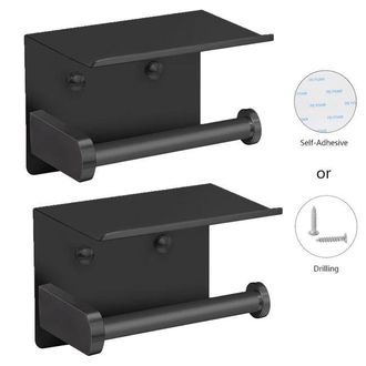 OEM Soporte Autoadhesivo Para Papel Higi&eacute;nico Con Soporte Para Tel&eacute;fono, 2 Unidades, Montaje En Pared De Acero Inoxidable, Resistente A La Corrosi&oacute;n