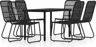 vidaXL 7 Piece Garden Dining Set Black vidaXL