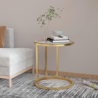 vidaXL Vidaxl - Side Table Gold and Transparent 45 cm Tempered Glass