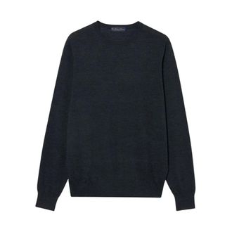 Brooks Brothers Truien & Vesten, Heren, Grijs, L, Wol, Merino Wol Trui met Ronde Hals