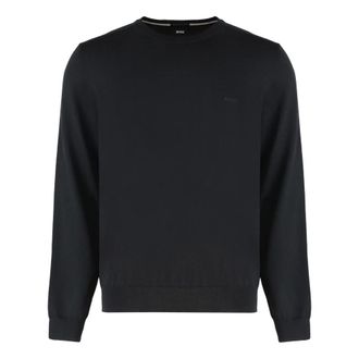 HUGO BOSS Hugo, Round-neck Knitwear, male, Black, Size: 2XL Virgin Wool Crew-neck Sweater