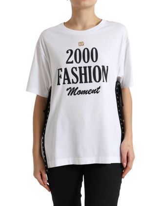 Dolce & Gabbana Womens 2000 Fashion Moment Tshirt - White Cotton - Size EU 36 (Womens)