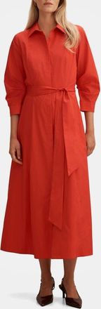 Ever New Sally Tie Belt Cotton Midi Shirtdress in Red at Nordstrom, Size 10
