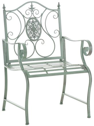 Clp Silla de exterior con reposabrazos en Metal Verde antiguo