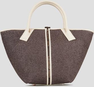 Alexander Smith Lauren Medium handbag with shoulder strap in brown raffia and woven handle