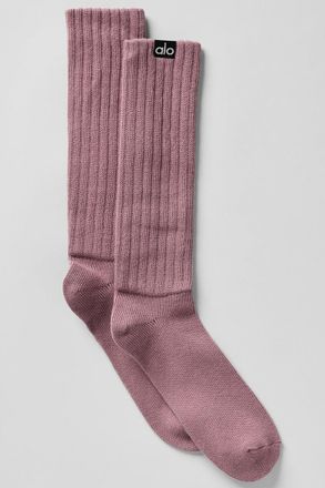 Alo | Scrunch Socks in Smoky Quartz Brown, Size: Medium
