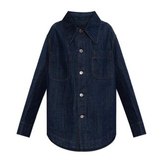 Ami Denim Shirts, female, Blue, Size: S Oversized Denim Shirt