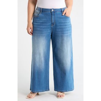 Sugarlips Jeanie High Waist Ankle Wide Leg Jeans in Denim-Blue at Nordstrom, Size 1X