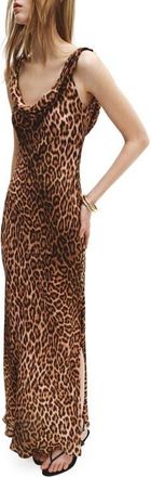 Mango Animal Print Sleeveless Maxi Dress in Brown/beige at Nordstrom, Size 6