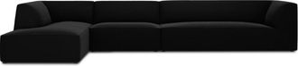 BLOOMINGLOFT 5-Sitzer Ecksofa Sao 366 x 180 cm, mit Samtbezug - Schwarz