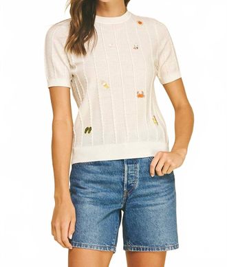 Pinch Design Seaside Embroidered Knit Sweater In White