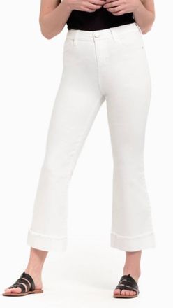 1822 Denim Womens High Rise Cuffed Demi Boot Cut Pant In White